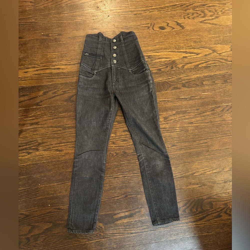 MISS SIXTY High-Waisted Four Button Jeans, Size 24, washed black worn few times